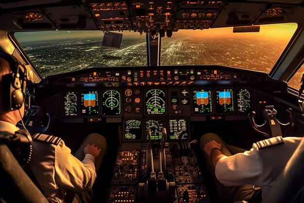 The cockpit of a plane with the words " air " on the side.