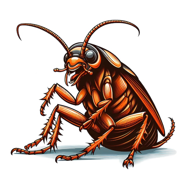 cockroach in cartoon style isolated white background