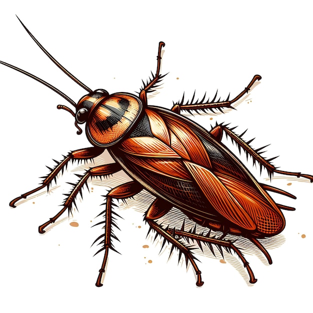 cockroach above view in cartoon style isolated white background