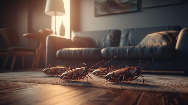 Cockroaches on the floor Generative Ai