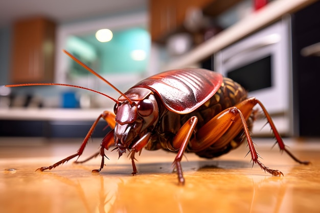 Cockroaches invading the home kitchen concept eliminate cockroach in kitchen