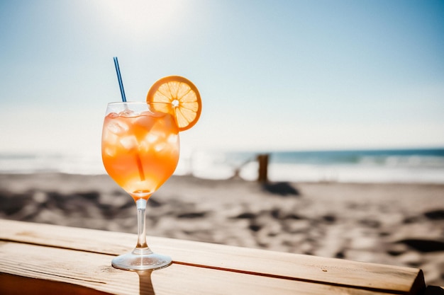 cocktail on the beach with copy space for another product