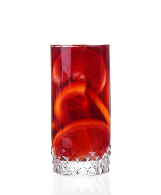 Cocktail collection: Refreshing fruit sangria (punch) isolated on white background