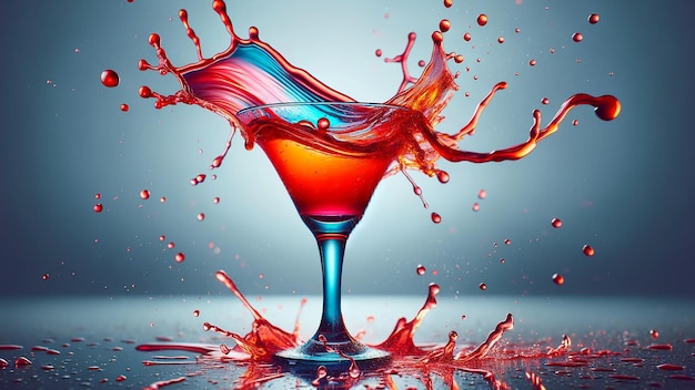 cocktail in a glass midsplash against a neutral background