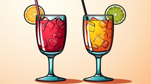 Cocktail Icon Flat Line Isolated