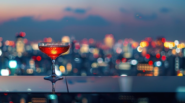 Cocktail at Sunset Over Cityscape