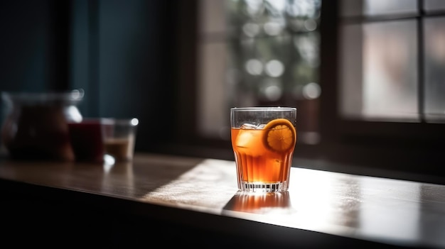 Cocktail on table of bar