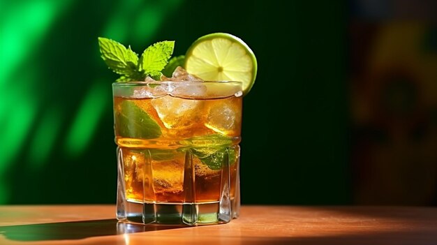 cocktail on a table in summer bar party glass