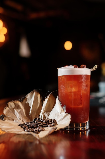 Cocktail with coffee beans