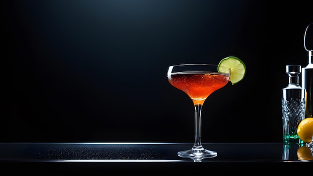 a cocktail with a lime wedge and a lime wedge on the side