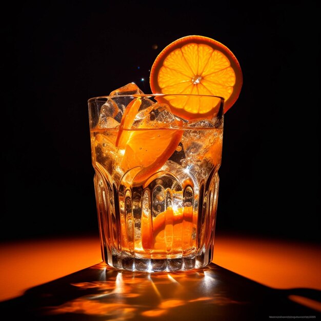 Cocktail with orange on the bar counter