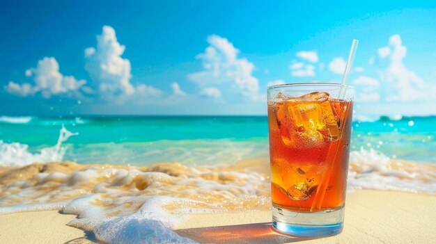 cocktail with orange juice on the beach