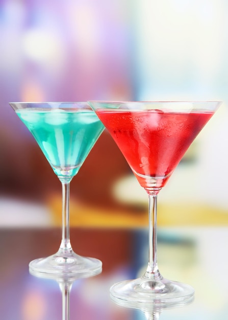 Cocktails on bright background