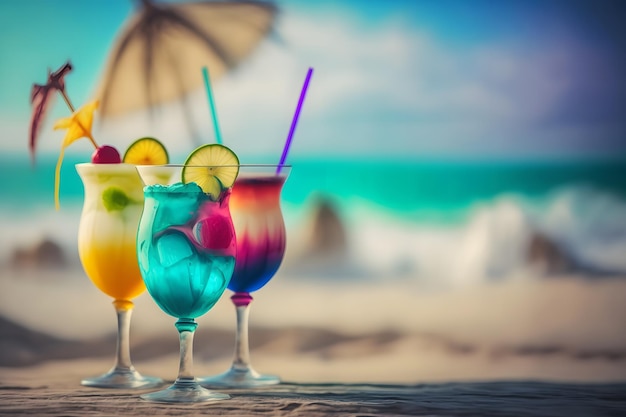 Cocktails by the sea Summer beach mood Neural network AI generated