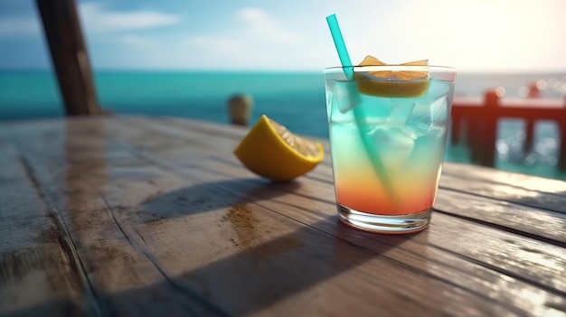 Cocktails realistic pina colada composition Generative Ai