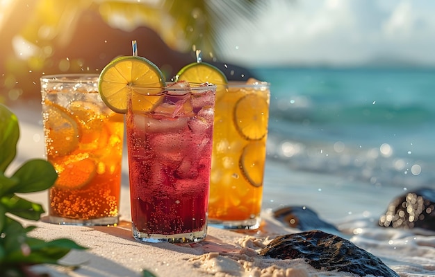 cocktails with oranges and a palm tree in the background