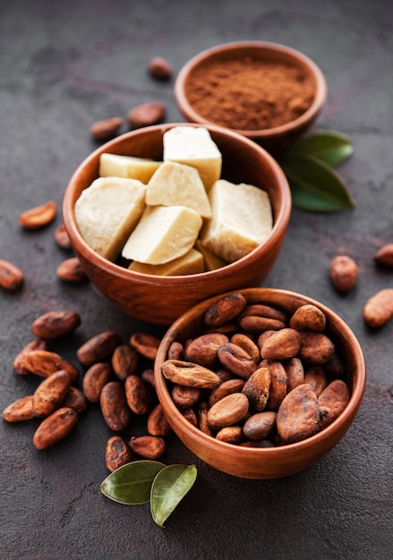 Cocoa beans, powder and cocoa butter