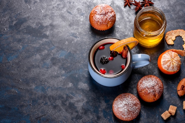 cocoa muffins on the Christmas table