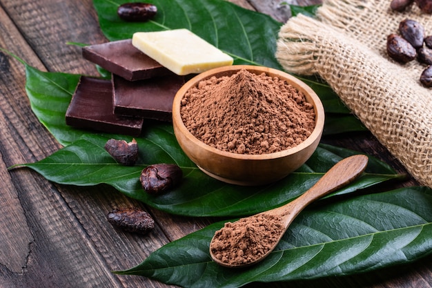 Cocoa products for making homemade chocolate.