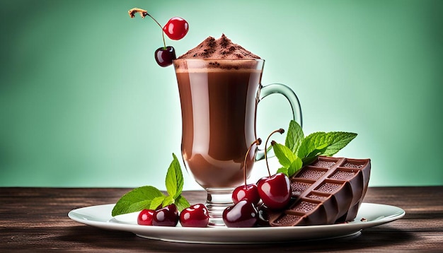 Cocoa with cherry and mint