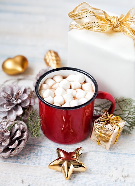 Cocoa with marshmallows at Christmas