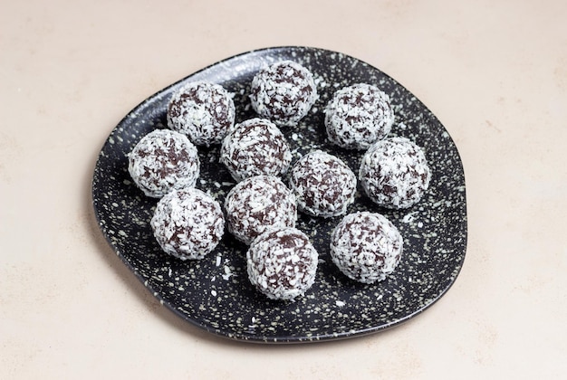 Coconut chocolate balls Candy Dessert Vegetarian food