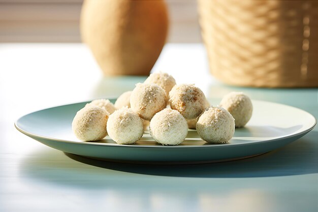 Photo coconut cookie balls vanilla ice