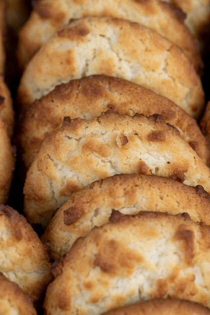 coconut cookies in packaged form a box of wheat flour cookies with the addition of coconut chips