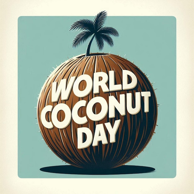 Photo a coconut day poster with a coconut on the top of it