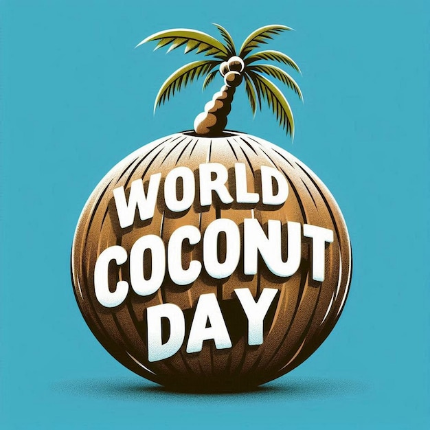 A coconut day poster with a coconut on the top of it