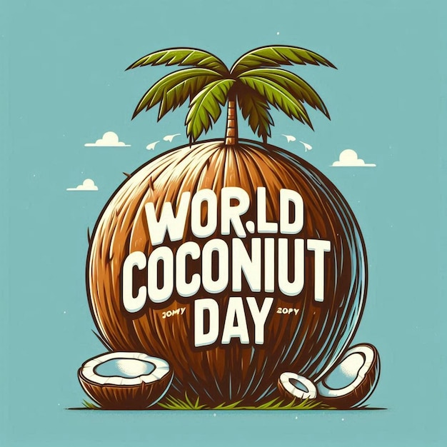 A coconut day poster with a coconut on the top of it