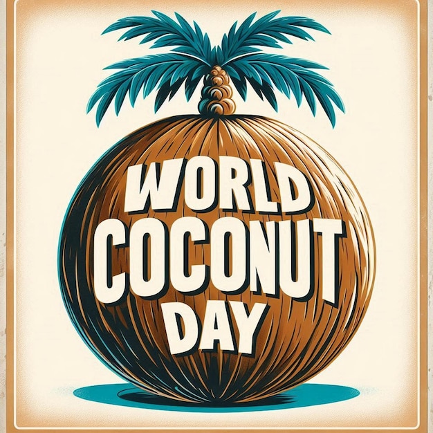 A coconut day poster with a coconut on the top of it