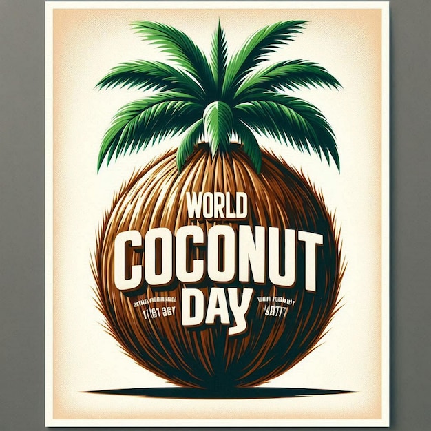 A coconut day poster with a coconut on the top of it