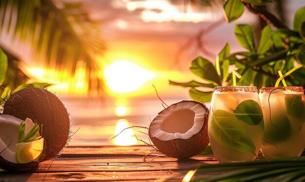 Photo coconut drink on a beach