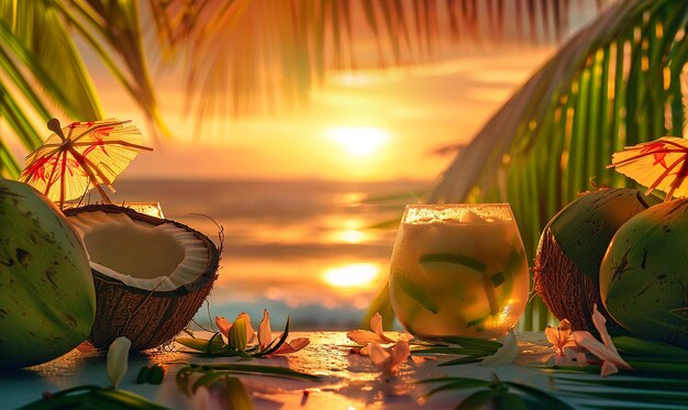 Photo coconut drink on a beach