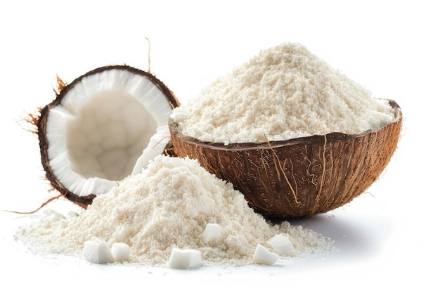 Photo coconut flour isolated on white background