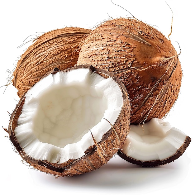 Coconut Fresh CloseUp on White Background