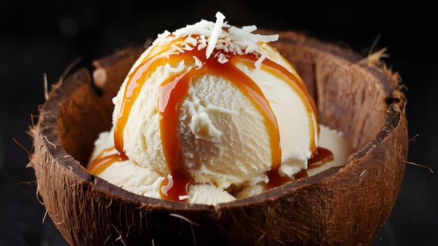 Coconut Ice Cream in Coconut Shell