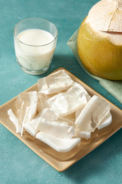 Coconut  jelly its southeast asia dessert familiar