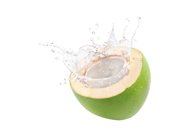 Coconut juice splashing isolated on white background.