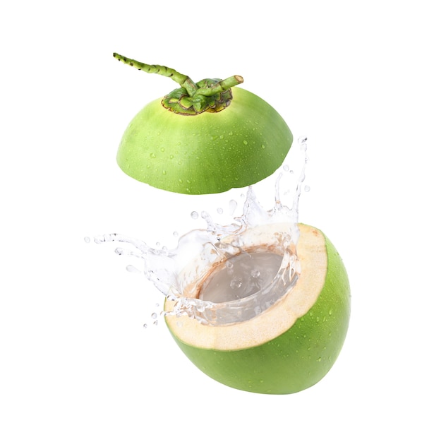 Coconut juice splashing isolated on white background.