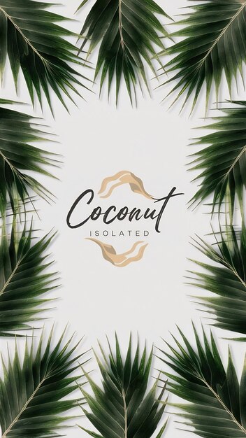 Photo coconut leaves frame style isolated on white background