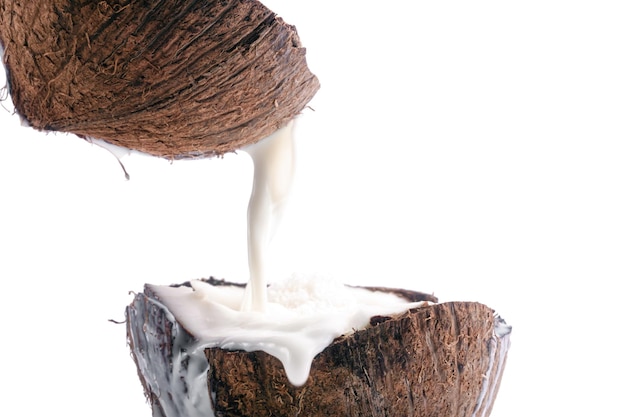 Coconut milk pouring