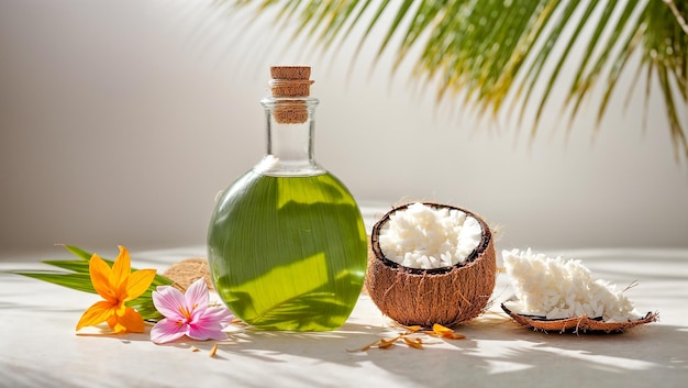 Coconut oil leaves and flower