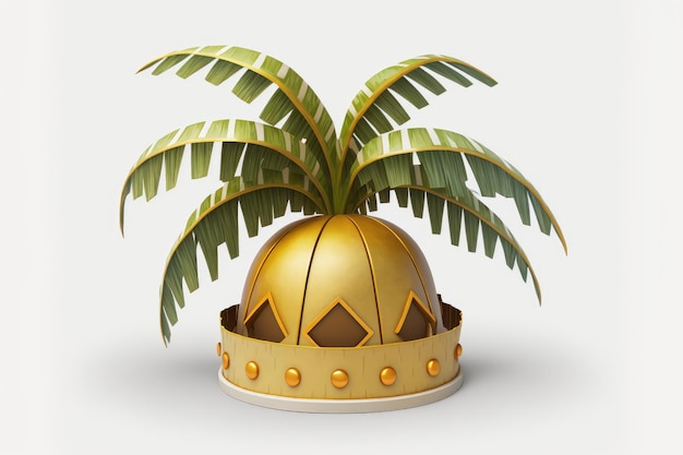 Coconut palm trees crown shown in isolation on a white background