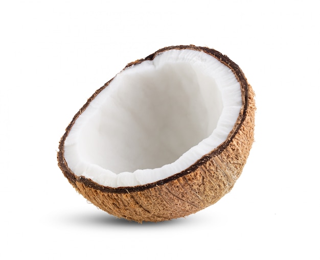 Coconut pieces isolated on a white background. full depth of field