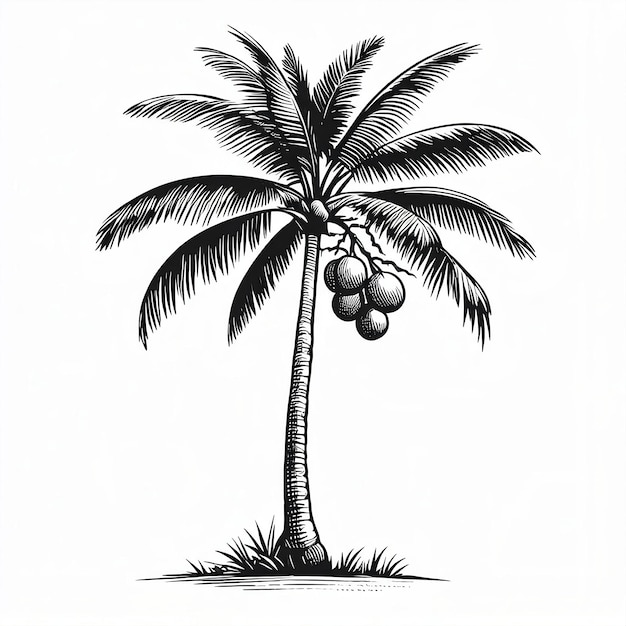 Photo coconut tree sketch