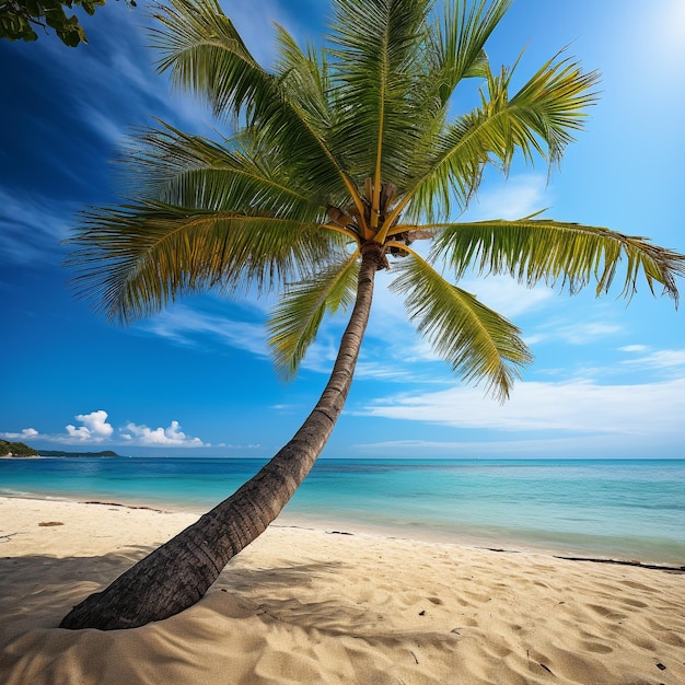 Coconut Tree with the Beach Background