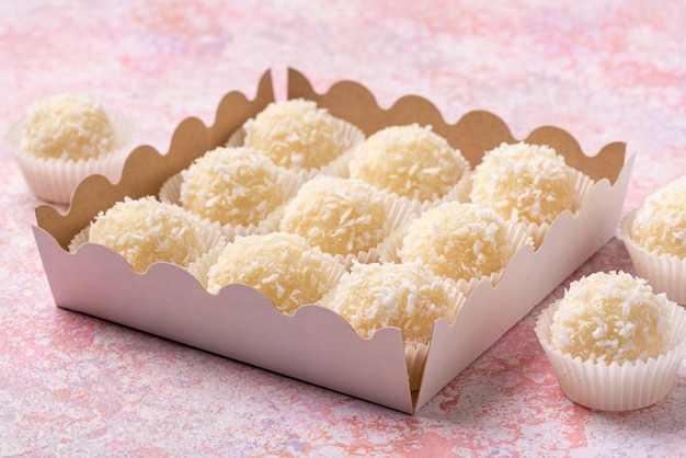 Coconut truffles with white chocolate