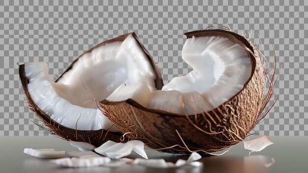 a coconut with a shell in it sits in a bowl